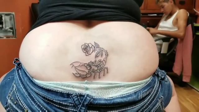Scorpion tattoo by Boris Kuryakin on female lower back. November 05, 2017 смотреть онлайн