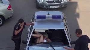 Полуобнаженная "русалка" устроила дебош в машине полицейских