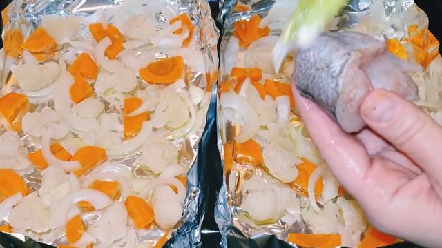 Хек с овощами в духовке #хексовощами Как приготовить хек в духовке