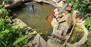 Фонтанчик в пруду 140л с мини водопадом за 2 часа на даче