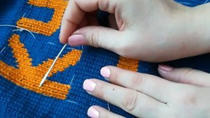 Вышивка по вязаному полотну | Вышивка по петлям |  Marina Rukodelie