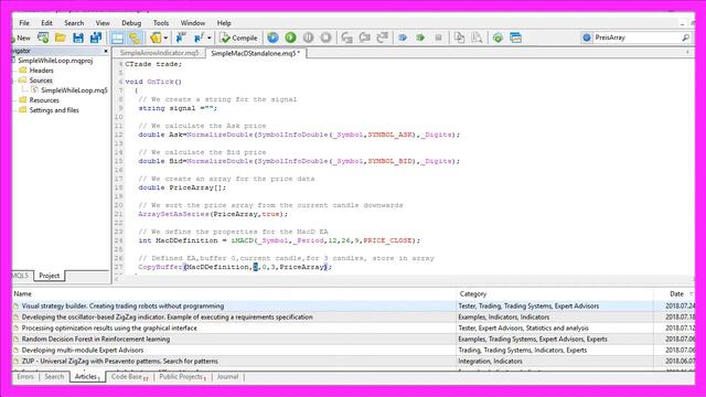 MQL5 TUTORIAL ENGLISH - SIMPLE MACD STANDALONE EXPERT ADVISOR