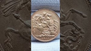 Монета Великобритании соверен (фунт) 1911, Георг V, золотая монетая.