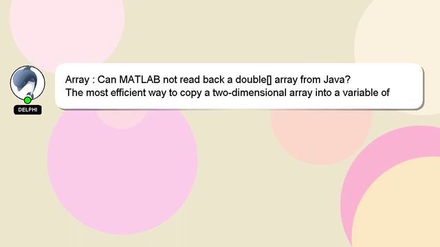 Array : Can MATLAB not read back a double[] array from Java? смотреть онлайн