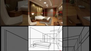 Рисуем интерьер комнаты используем линейную перспективу, Photoshop.