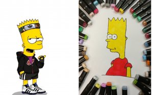 Как мы рисовали "Bart Simpson"/ Рисуем вместе