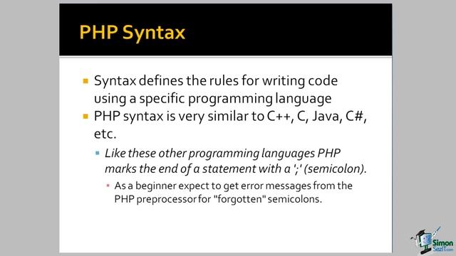 001 Course Objectives PHP Definition Syntax Key Words and Tags | PHP ...