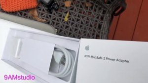 The best unboxing video  of the MacBook Air 45 wat mag safe 2 power adapter.