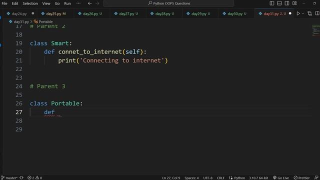 Master OOP Question-Solving with Python: DAY31 | Multiple Inheritance | OOPS QUESTIONS #day31