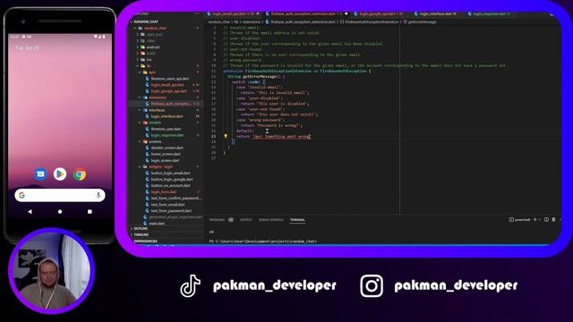 Firebase Exceptions handling - Flutter Chat App #5