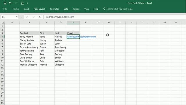Using Flash Fill in Excel to Rearrange Data смотреть онлайн