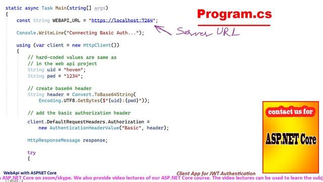 C# Console Client App for JWT Authentication | Web Api with ASPNET Core