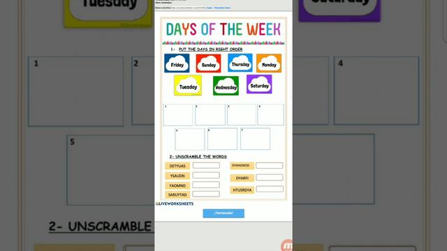 Days of the week (Liveworksheets) смотреть онлайн