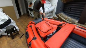 Лодка ПВХ Риф Скат 350 НДНД деревянный транец (Красно-серая)