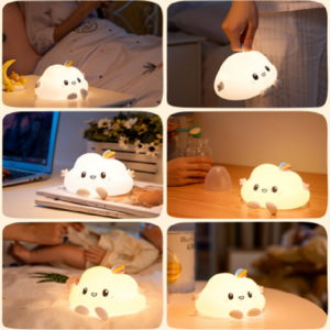 supplier LED bedside tapping night lamp charging Little cloud silicone night light in 2023