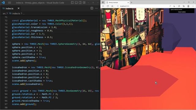 three.js Glass Objects with Physical Material смотреть онлайн