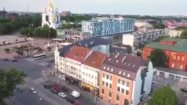 Пролет над центром Калининграда, и в хостел Самый центр