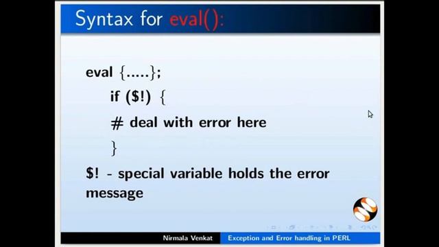 Exception and error handling in PERL - Malayalam