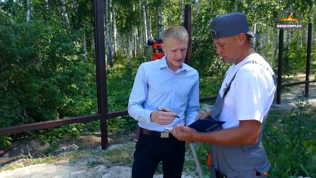 Замер для строительства деревянной беседки из клееного бруса и барбекю комплекса из кирпича смотреть онлайн