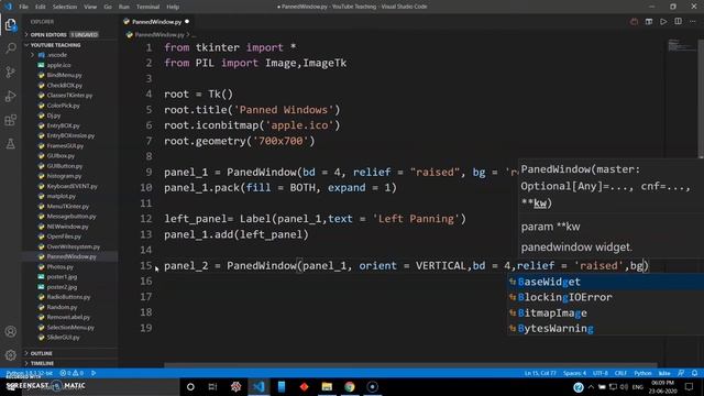 Panned Windows in TKinter and Python - Python Tutorial (2020) #28