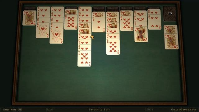 Solitaire 3D - Spider 1 Suit смотреть онлайн