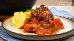 Облизали даже сковороду за ужином! Гуляш из говядины в сливочно-томатном соусе!