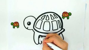 Как нарисовать черепаху / Рисунки и раскраски малышам / Мультик раскраска для детей
