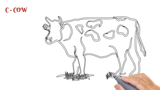 Sketch - 2. C for Cow.  Step by step by drawing by Digital painter. #satisfyingvideo #digitalart #d