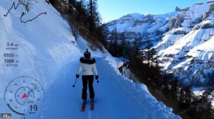 [5K] Skiing Leukerbad, Tunnel Run, Top to Bottom, Wallis Switzerland, GoPro HERO9 Hypersmooth GPS