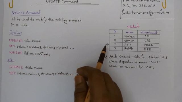 Lec: 63 | UPDATE Command in SQL | DML Statement | DBMS | Bangla Tutorial