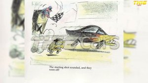 Disney•Pixar Cars Original Storyboards of "Yellow Car 1995" and "American Car 1999".
