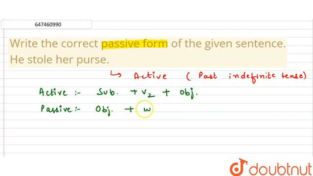 Write the correct passive form of the given sentence. He stole her purse. | CLASS 14 | VOICE | E... смотреть онлайн