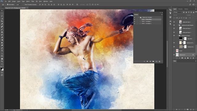 Watercolor Animation Photoshop Action Tutorial смотреть онлайн