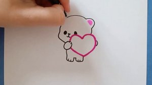 Как нарисовать медвежонка с сердечком