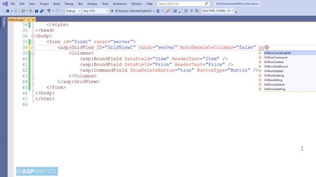 Delete Row with Confirmation in ASP.Net GridView control using C#