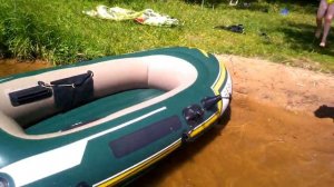 обзор лодки INTEX SEAHAWKK 200 SET с мотором от косилки.