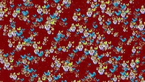 Русский народный фон. Красный фон. Предметы ярмарки. 4K. Матрешки, рогалики, сладости. Футаж в 4K.