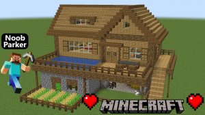 Майнкрафт - как построить стартовый дом из дуба с бассейном, minecraft.