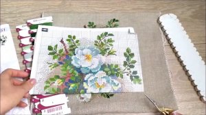 Вышивка крестом. Риолис  " Белый шиповник" Готовая работа.