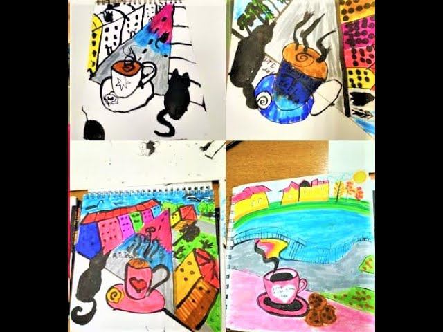чашка Кофе рисунки графика lesson landscape cup of coffee drawings by Book History книга Историй