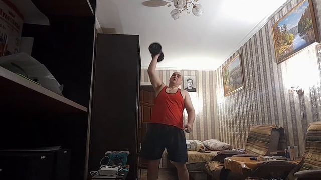 тренировка!жим гантели 24 кг по длинному циклу! смотреть онлайн