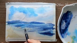 Рисуем летний тёплый пейзаж. Мастер-класс по акварели. Watercolour painting tutorial for beginners.