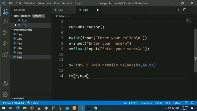 Taking input from user & storing data in database #7 | Python-MySQL Tutorials for Beginners | Jeeva