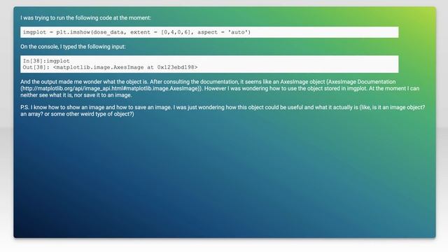 What object does matplotlib.imshow() actually return? How to use this object? смотреть онлайн