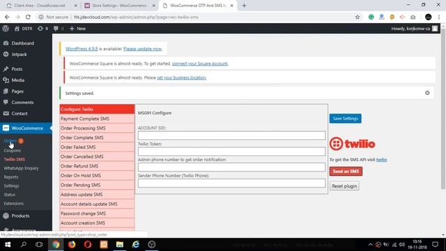 Send SMS from your WooCommerce Store
