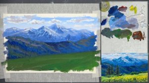 #12 Горный пейзаж маслом. Работа с ограниченной палитрой. Мастер-класс для самых начинающих.