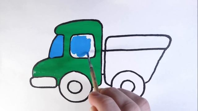 Как нарисовать ГРУЗОВУЮ МАШИНУ/Учим ЦВЕТА/Рисунок-раскраска ГРУЗОВИК/How to draw a car truck