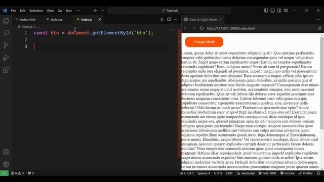 Creating Dark and Light Mode in Websites || HTML CSS JS