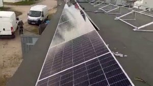 монтаж солнечных панелей в 10кВт на плоской крыше