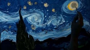 «Звездная ночь» Ван Гога в технике Эбру